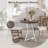 31.5 Inch Round Dining Table for 2-4 Thick Wooden Tabletop Metal Pedestal Base