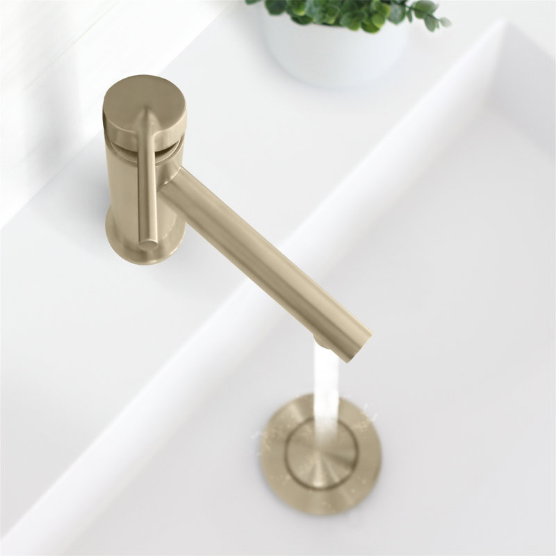 Brushed Gold Stainless Steel Single Handle Bathroom Faucet