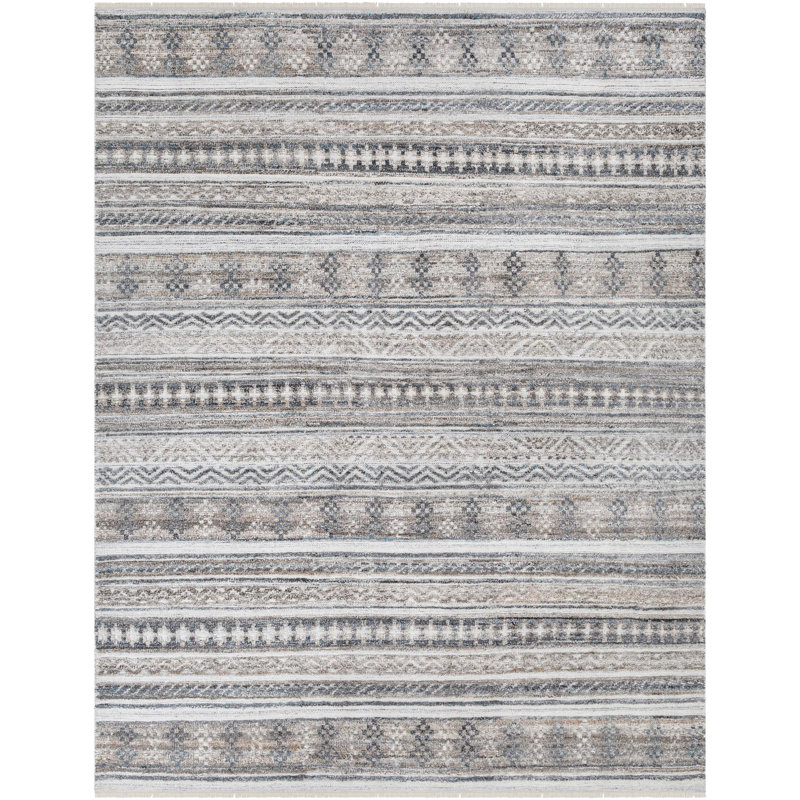 Tapis ivoire / gris moyen Nellie, Rectangle de 10 pi x 14 pi