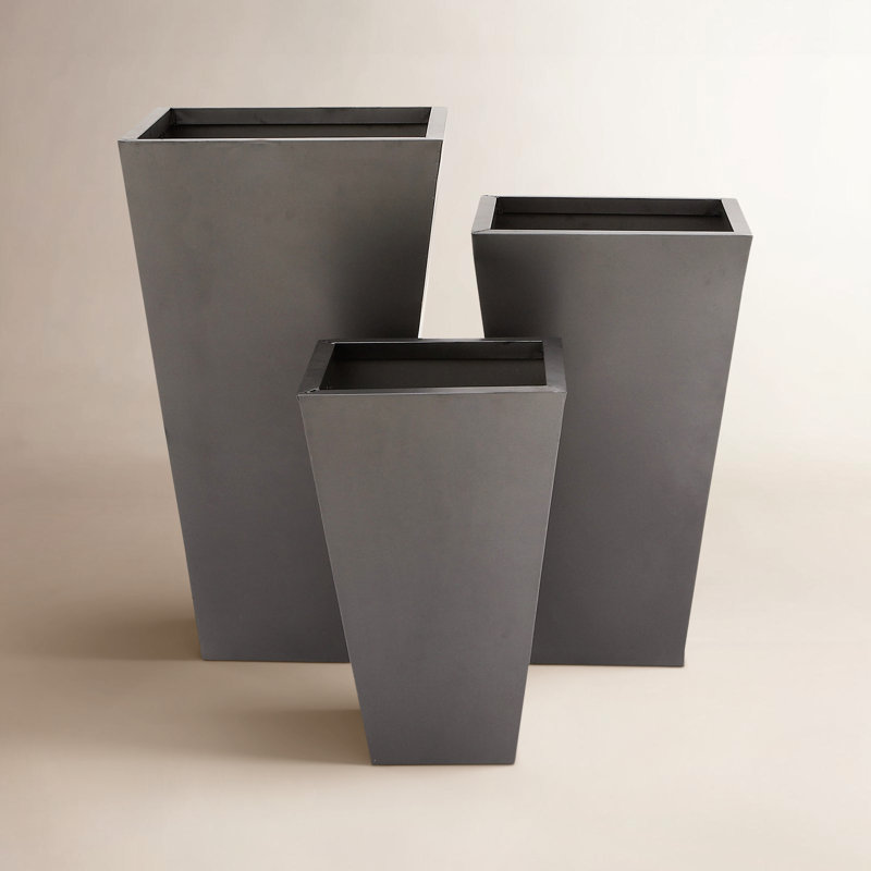 Ensemble de pots à fleurs en fer 3 pièces Delune, Noir