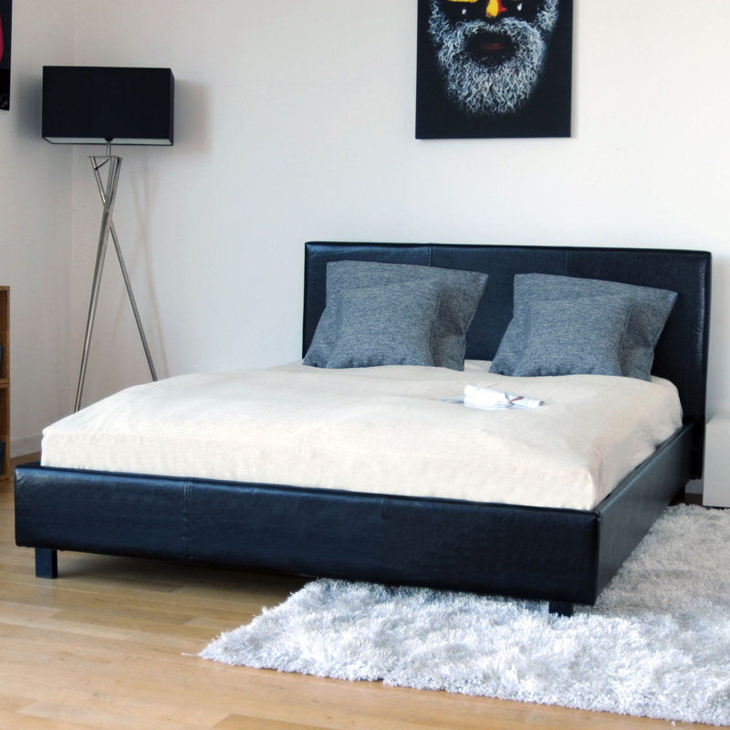 Nalani Upholstered Bed, Black, European Kingsize (160 x 200 cm)