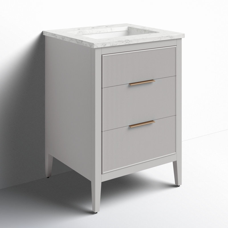 Bilroy 24'' Single Bathroom Vanity with Engineered Stone Top, Taupe