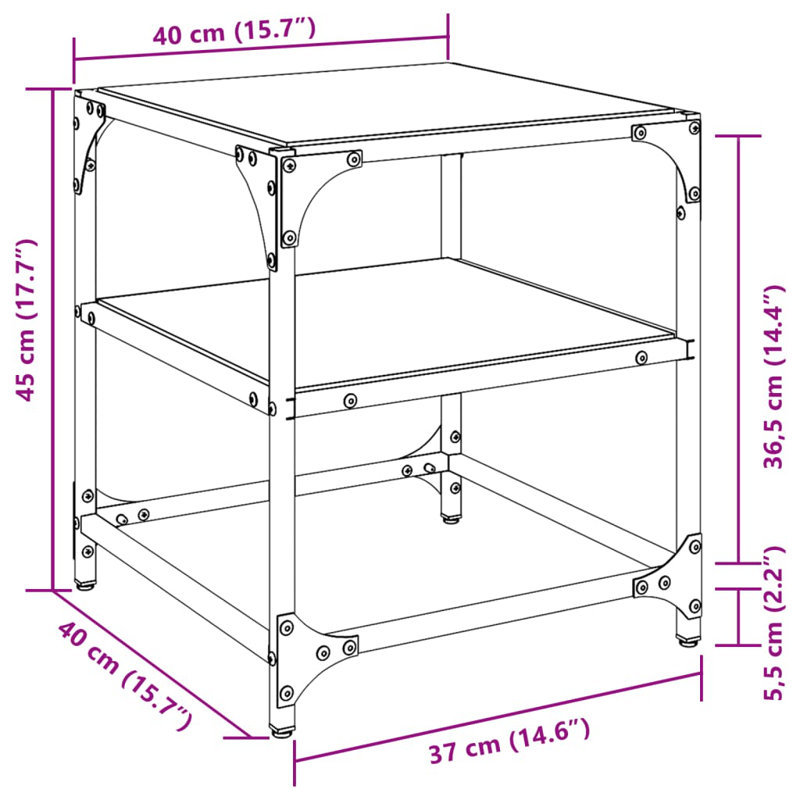 Alleene Coffee Table with Storage, 45cm H x 40cm L x 40cm W, Transparent