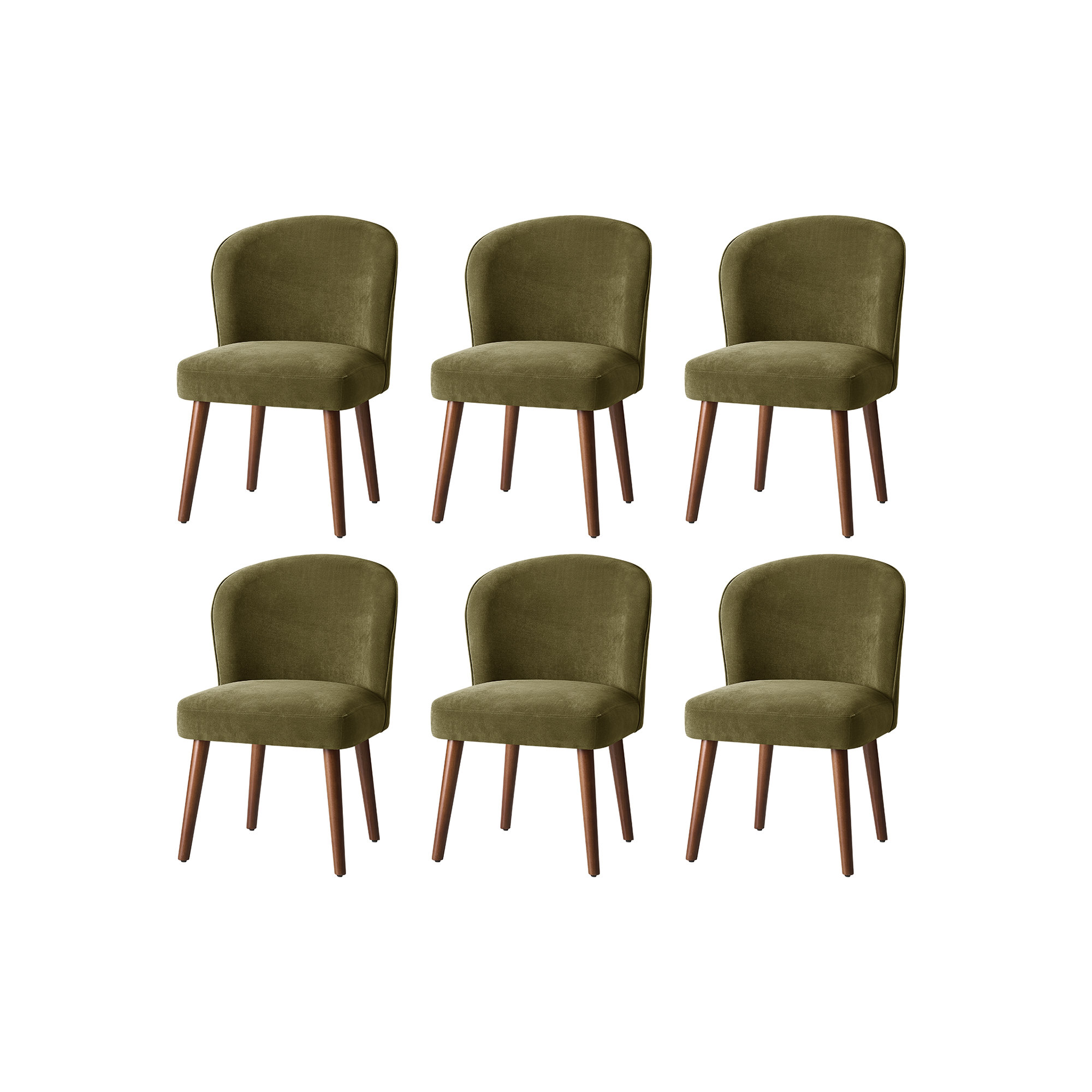 Palmdale Mid-Century Modern Upholstered Dining Chair Set, 6, Moss