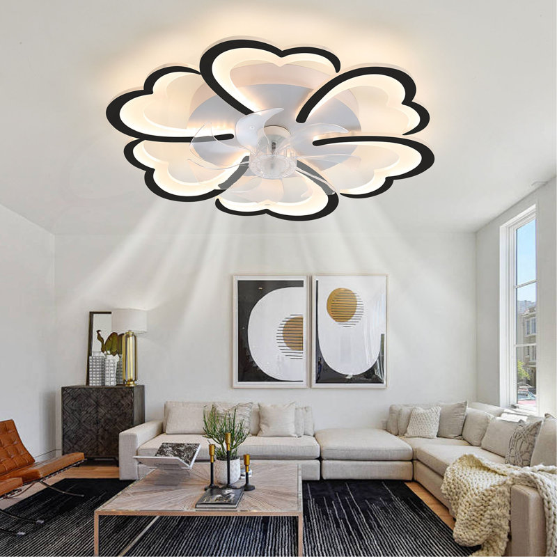 Ventilateur de plafond noir avec lumières, télécommande 3 températures de couleur, ventilateur à 6 vitesses