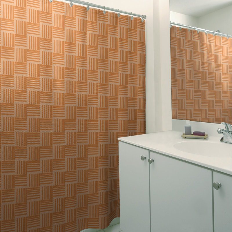 Rideau de douche simple basketweave rayures classic, Abricot