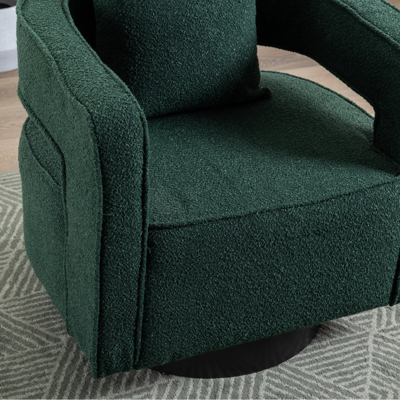 Davidanthony Upholstered Swivel Barrel Chair, Green Polyester