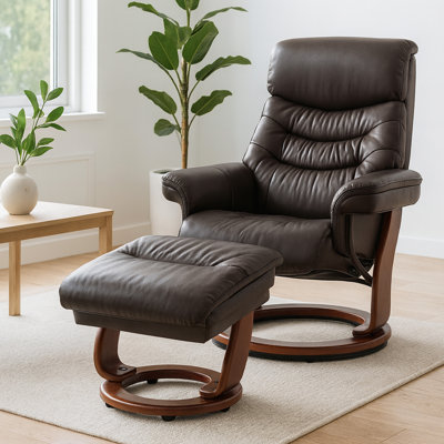 Monroy 34" Wide Manual Swivel Ergonomic Recliner with Ottoman