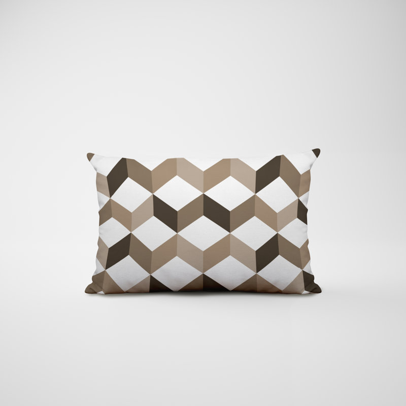 Polyester Lumbar Rectangular Indoor/Outdoor Pillow Cover & Insert, Beige