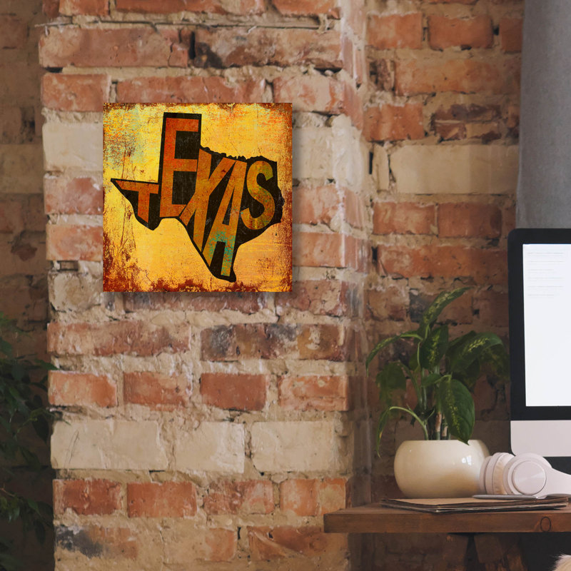 «Texas» par Art Licensing Studio, art mural sur toile, H 12 po x l 12 po