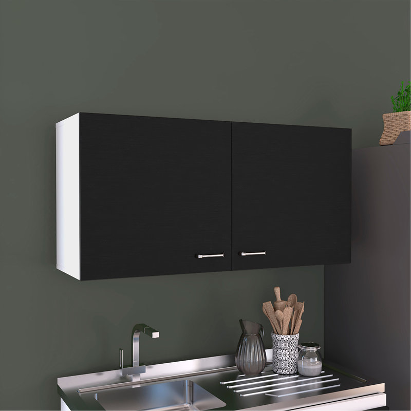 Armoire murale Napoles, deux tablettes, double porte - noir
