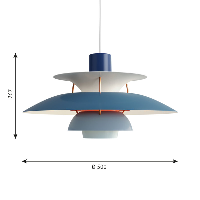PH 5 1 - Light Pendant, 10.5" H x 19.5" W x 19.5" D, Hues of Blue