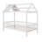 Twin Size Wood House Bed with Fence-124151142