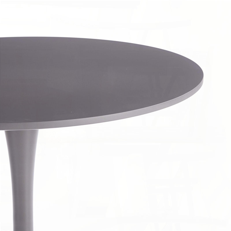Mid-Century Round Tulip Table - 31.5" Gray Top, Metal Pedestal for 2-4, Gray, 28.74" H x 31.5" W x 31.5" D