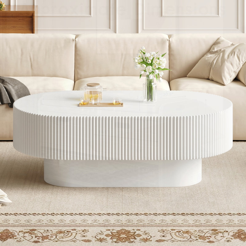 Table basse Elegant Farmhouse, White, 19.5" H x 48.4" W x 26.7" D