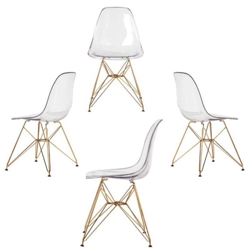 Gisela Side Chair in Clear, Gold
