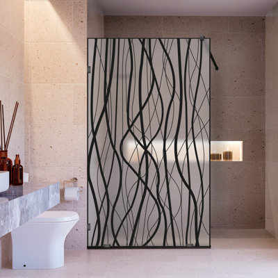 33-1/2 In W x 75 In H Loft Style Black Silk Screen Glass Shower Panel