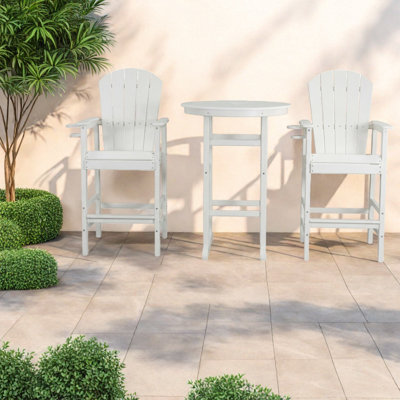 Durable 3-piece Hdpe Patio Bar Sets, Coastal Style Bar Set For Entertaining