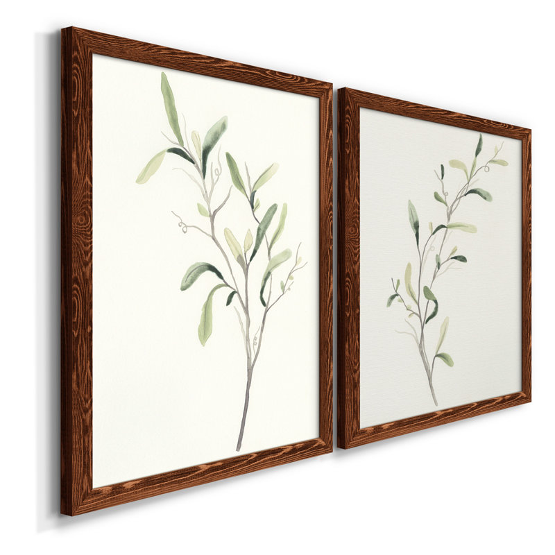 Toile encadrée de qualité supérieure «Spindle Sprig III» - prête à être accrochée, H 20 po x l 34 po x P 1,5 po, Noyer