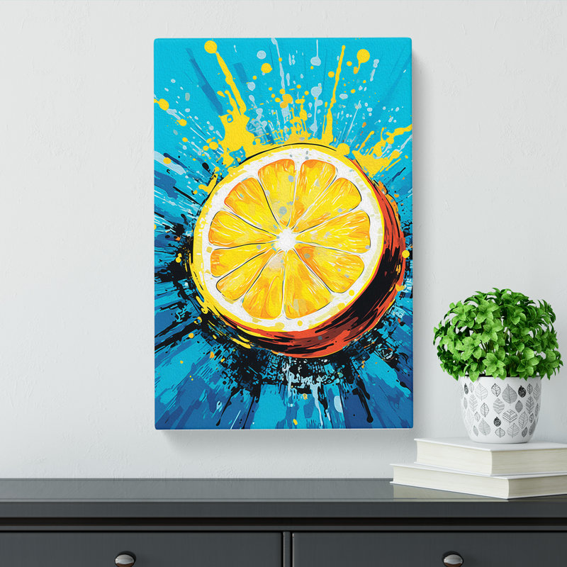 Lemon Fruit Pop Art - No Frame Print, 76cm H x 50cm W x 3cm D
