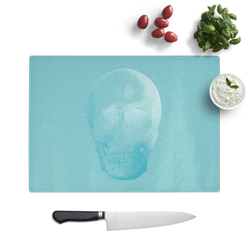 Blue Twilight Skull Chopping Board, 0.4cm H x 28.5cm W x 39cm L