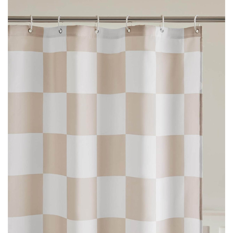 Checkered Shower Curtain, 180X180cm, Beige/White