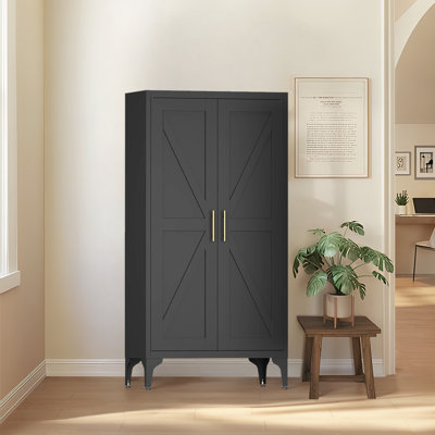 Versatile All-Steel Kitchen Pantry Cabinet With Adjustable Shelving And Secure Magnetic Closure
