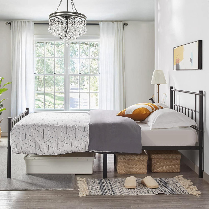 Delaenie Metal Platform Bed, Full / Double, Black