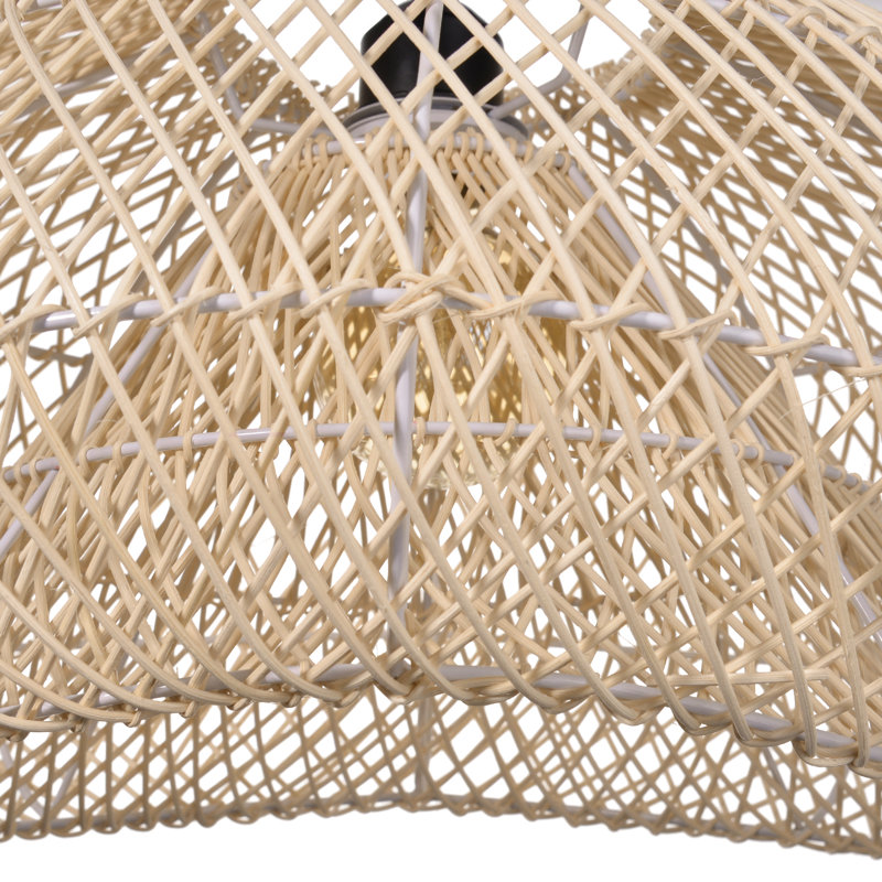 Luminaire suspendu en rotin 1 lumière Bohemian, H 11,81 po x l 23,62 po x P 23,62 po