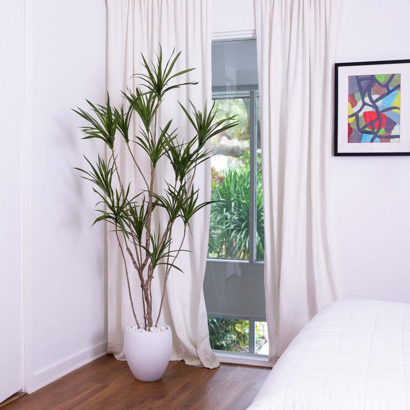 Nearly Natural 6ft Green Plastic Potted Dracaena Tree