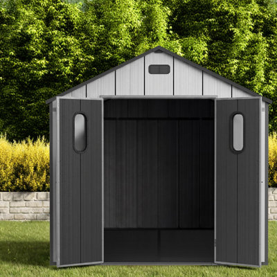 Spacious 8x6 Ft Resin Sheds with Storage, Steel Frame, Modern Backyard Shed