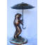 Fontaine en bronze, deux grenouilles avec parasol, collection Nifao, 33 po x 33 po x H 51 po