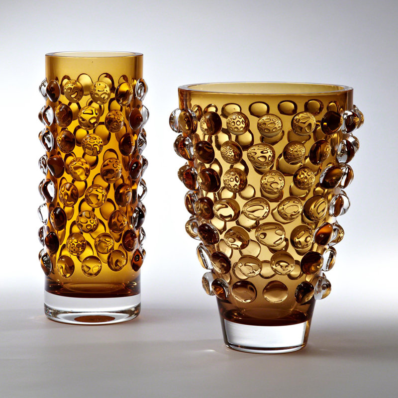 Bubble Vase, Amber, 11.75" H x 8.75" W x 8.75" D
