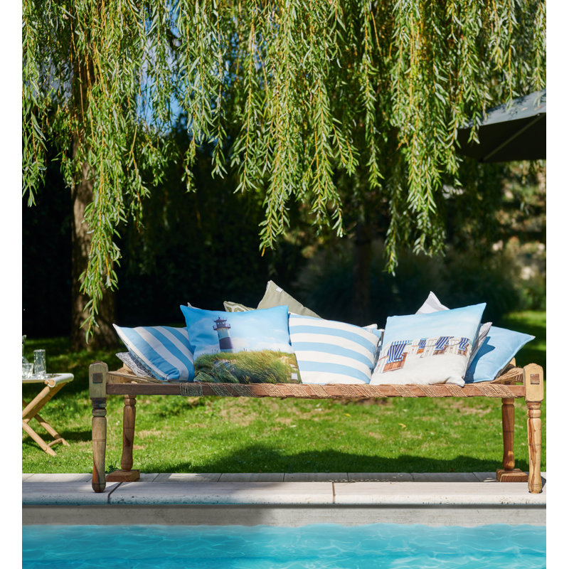 Square Cushion Cover, Green/Blue/Grey, Polyester