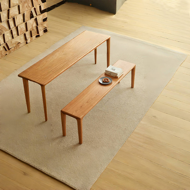 Banc en bois massif Nalany, H 17,71 po x l 62,99 po x P 12,59 po, Brun clair