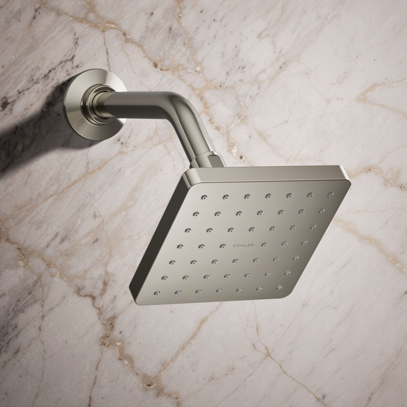 Parallel Single-Function Showerhead, Shower Head with One Spray, 1.75 GPM, Round, Veincut Biscuit with Biscuit Accents