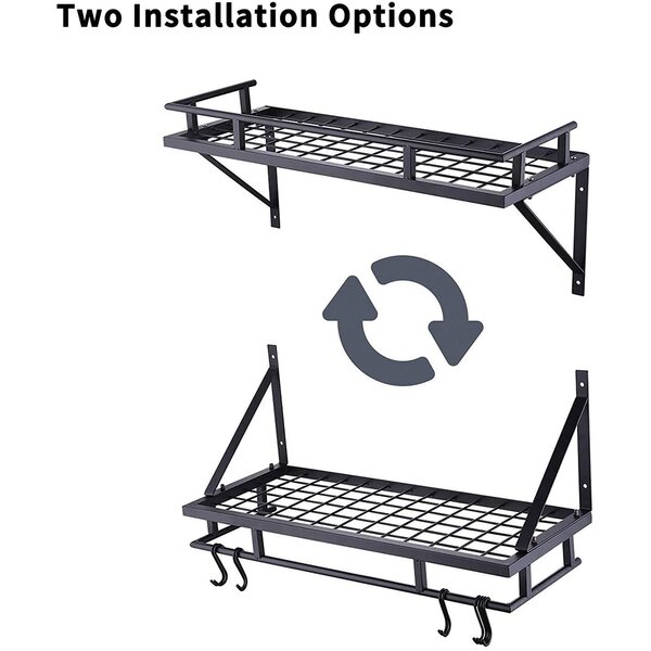 Prep & Savour Metal Handcrafted Rectangle Wall Mounted Pot Rack ...