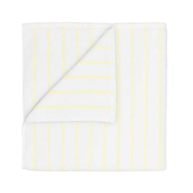 100% Cotton Bath Towel, White/Transparent Yellow Narrow Stripe
