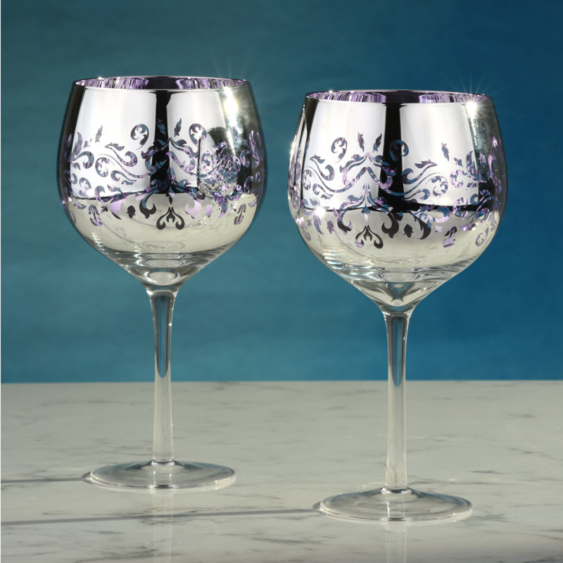 Filigree Gin Glasses, Pink/Silver
