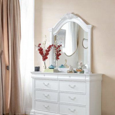 Guesno Beveled Edge Square Wall Mirror with Wooden Frame