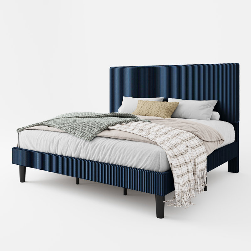 Modern Corduroy Upholstered Platform Bed Frame With Adjustable Headboard, Under Bed Storage, No Box Spring Required, Full Size,Queen Size,King Size,Multiple Colours