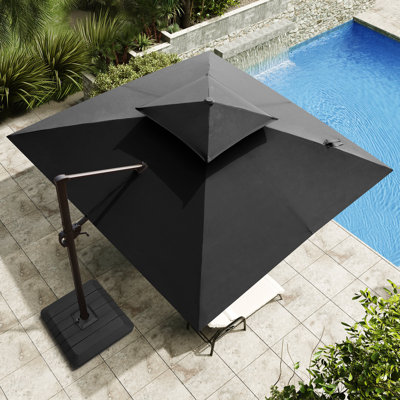 Winon 132'' Cantilever Umbrella with Crank Lift , Counter Weights Included
