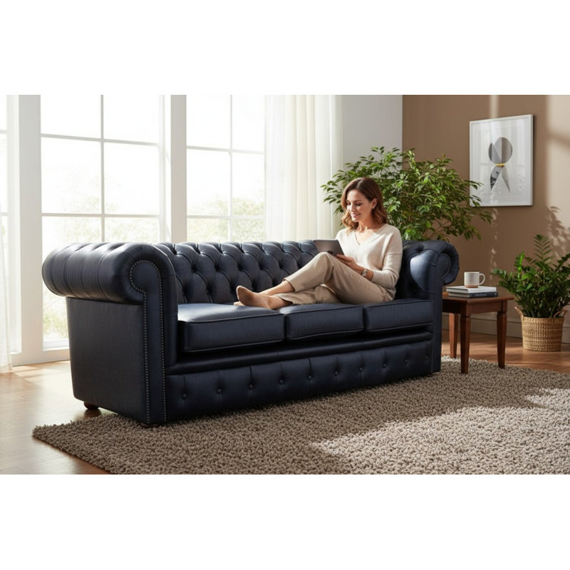 3 Seater Sofa, Cracked Wax Black