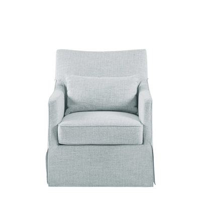 Blue Upholstered Skirted Swivel Chair, 22"W Seat, 18.5"H, For Bedroom, Living Room, Entryway Style 'S Chair In Blue, 35.67"H, Styling