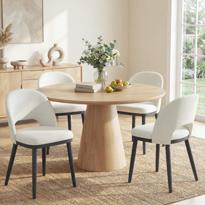 Modern Upholstered Dining Chair, Side Chair with Wooden Legs
