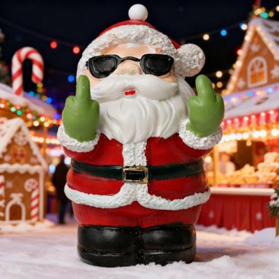 Figurine de père Noël de Noël, doigt, fête de Noël, décor de mini figurine de père Noël en pierre artificielle, dessin mignon, ornements de table pour Noël, cadeaux amusants