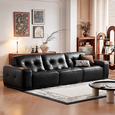 Canapé modulaire noir en similicuir