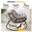 Chaise berçante avec repose-pieds, repose-pieds et coussins en osier toutes saisons-401963363