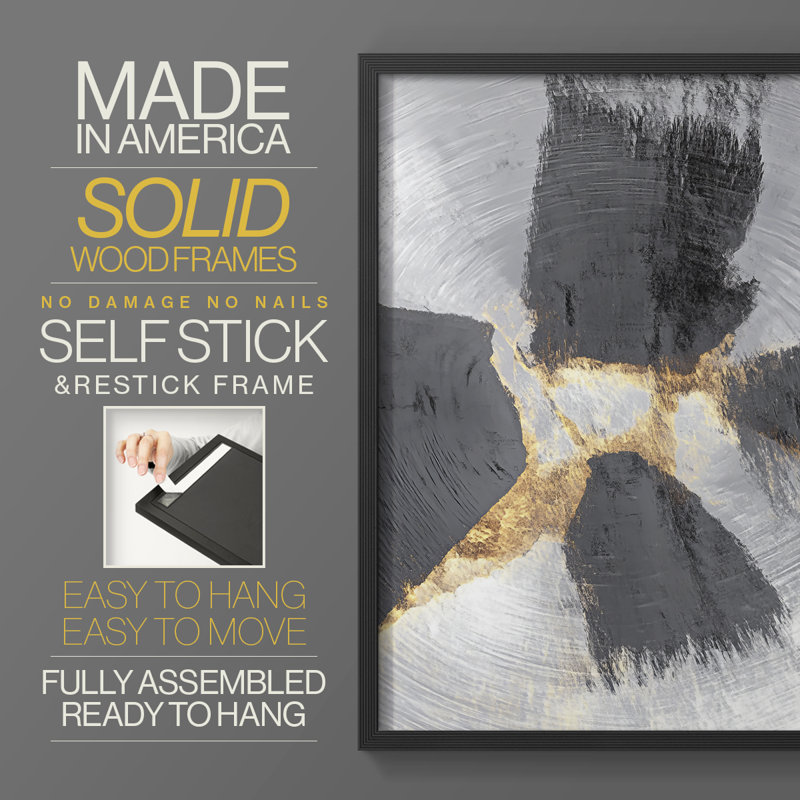 Abstract CCCLXXVIII Framed Print - Ready To Hang - Made in USA, Black, 10" H x 8" W