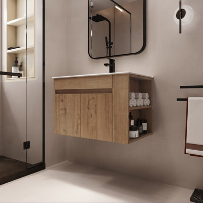 Meuble-lavabo simple avec plateau en céramique 30,47 po Croissy